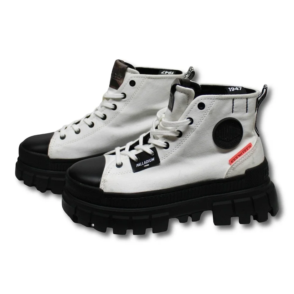 Palladium Women'S Revolt Hi TX Platform Boots White Black 7.5